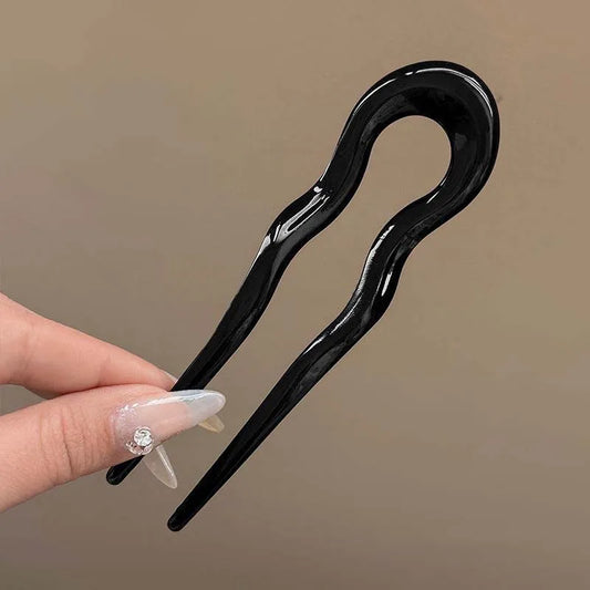 U-Shaped Hair Fork Fashion Tortoiseshell Acetate Hairpin Geometric Design Headwear Hair Sticks Women Girls