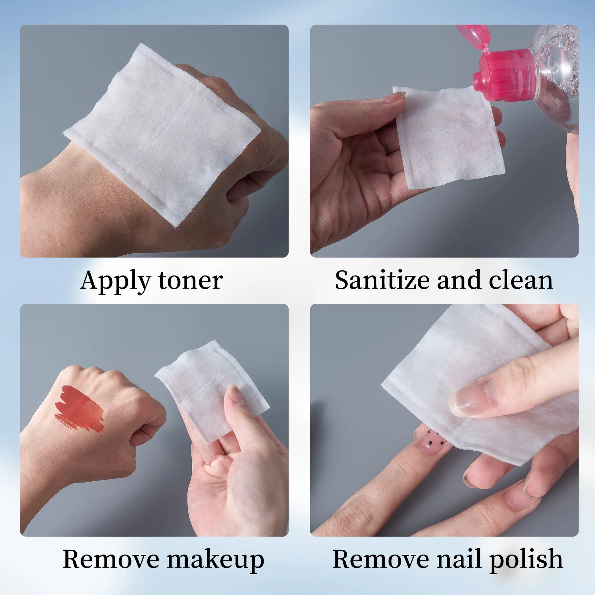 可撕4层卸妆湿敷二合一棉片 Multi-Purpose Cotton Pads, Make-Up Remover & Toner Mask, 100 Pcs/Pack