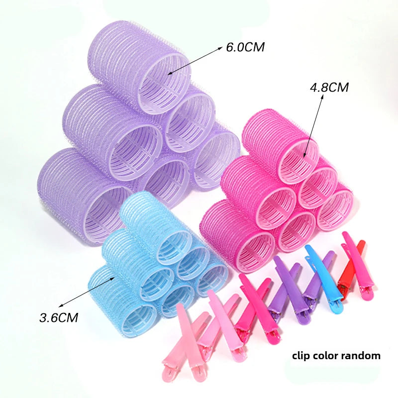 19-35Pcs/Set Hair Roller Sets 18Pcs Plastic Self Grip Heatless Hair Curlers 3 Sizes Hair Rollers Clips DIY Hairdressing Tools