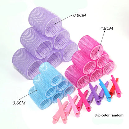19-35Pcs/Set Hair Roller Sets 18Pcs Plastic Self Grip Heatless Hair Curlers 3 Sizes Hair Rollers Clips DIY Hairdressing Tools