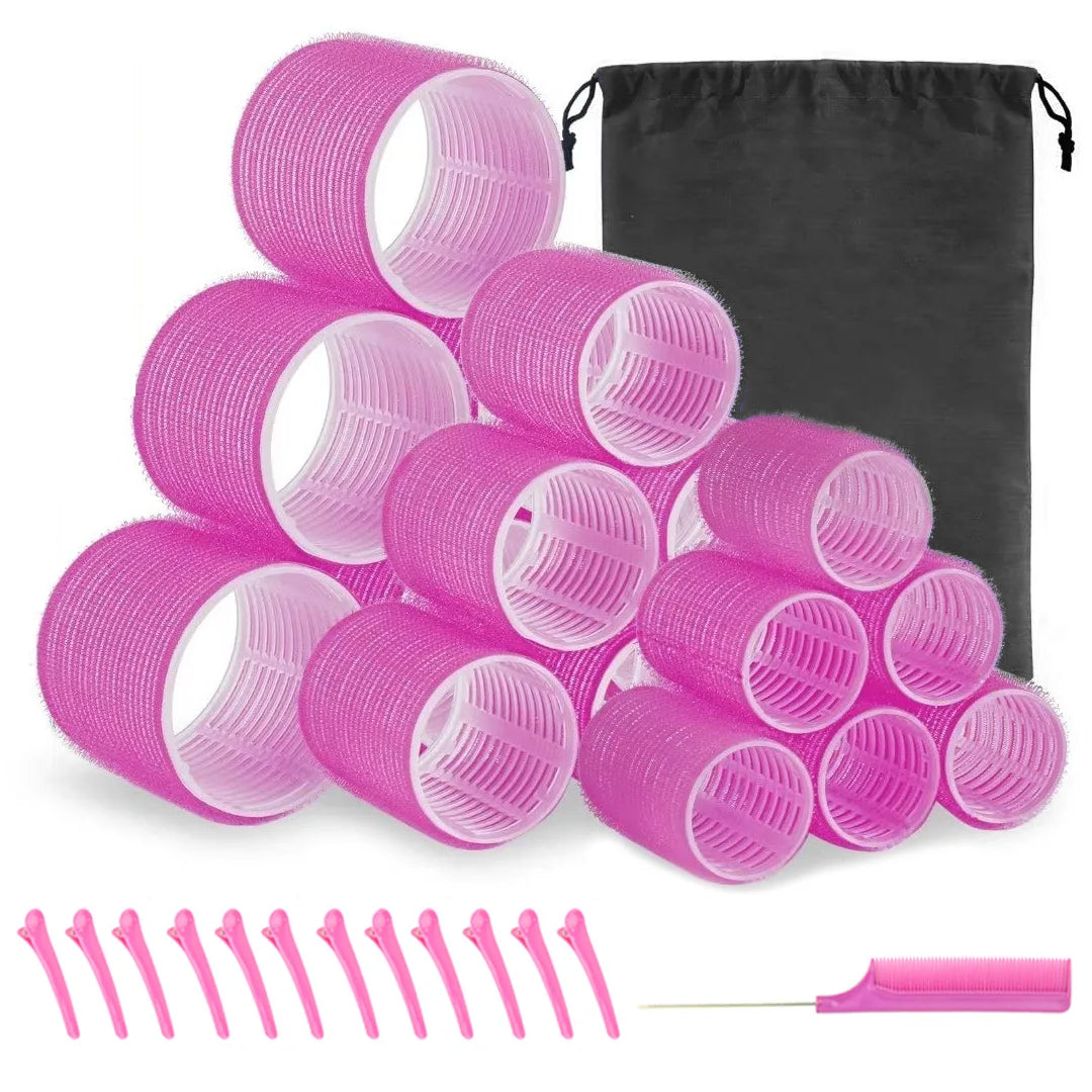 19-35Pcs/Set Hair Roller Sets 18Pcs Plastic Self Grip Heatless Hair Curlers 3 Sizes Hair Rollers Clips DIY Hairdressing Tools