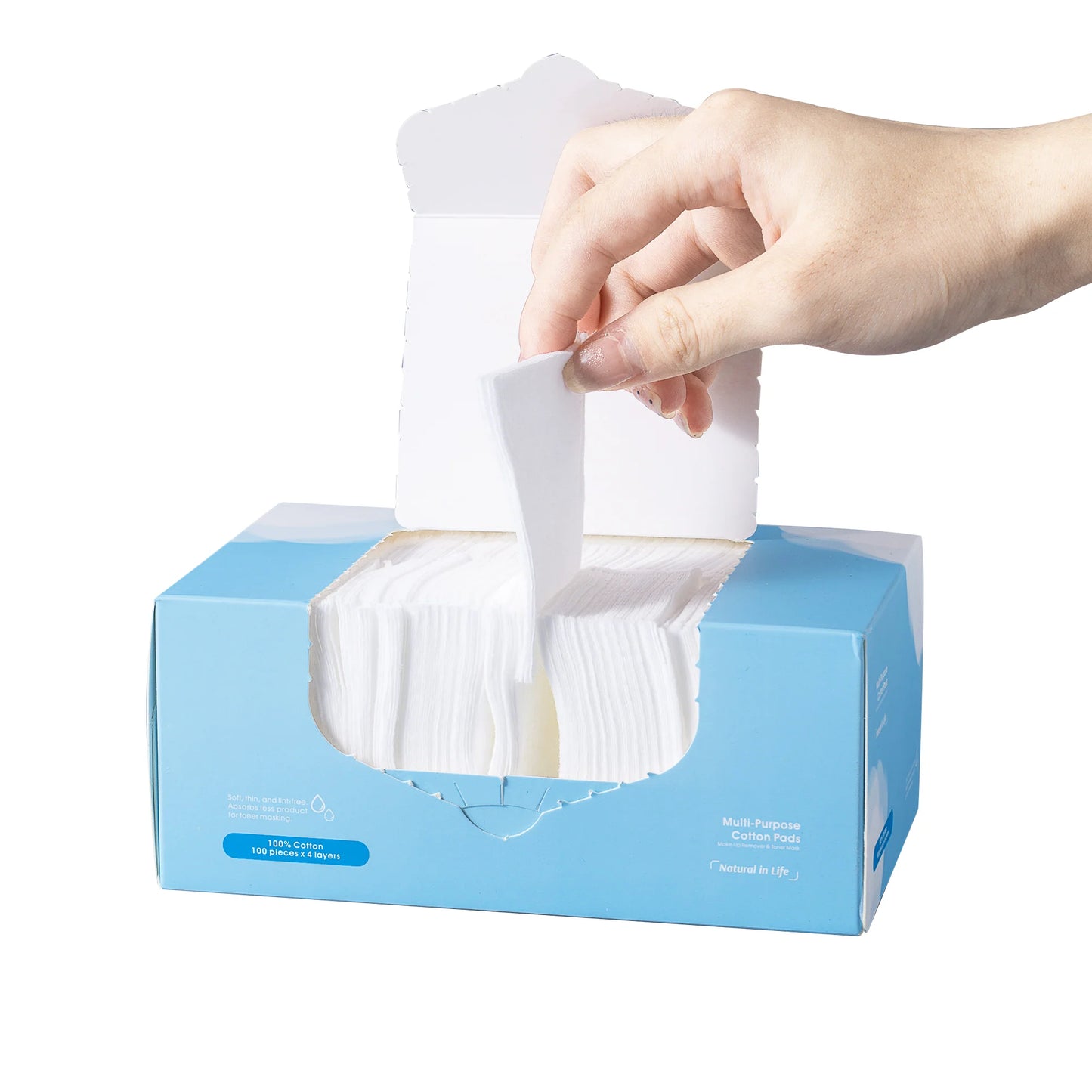 可撕4层卸妆湿敷二合一棉片 Multi-Purpose Cotton Pads, Make-Up Remover & Toner Mask, 100 Pcs/Pack