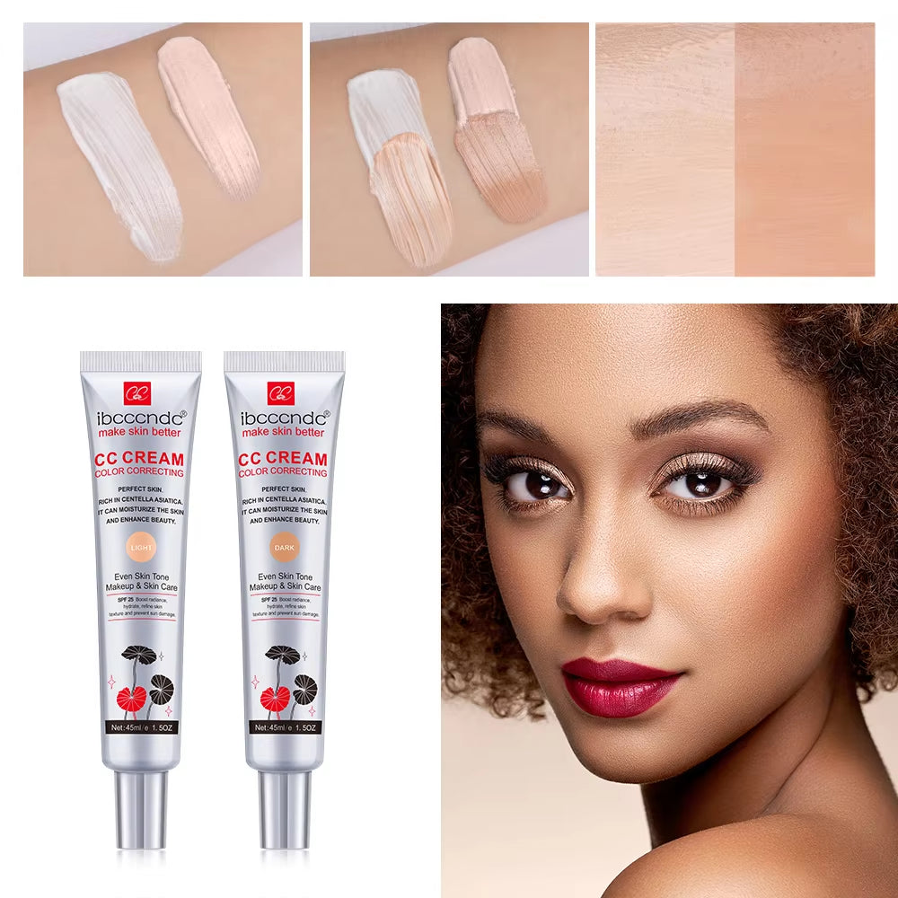 45Ml Color Correcting CC Cream Facial Centella Asiatica Repair BB Cream Natural Concealer Whitening Liquid Foundation Cosmetics