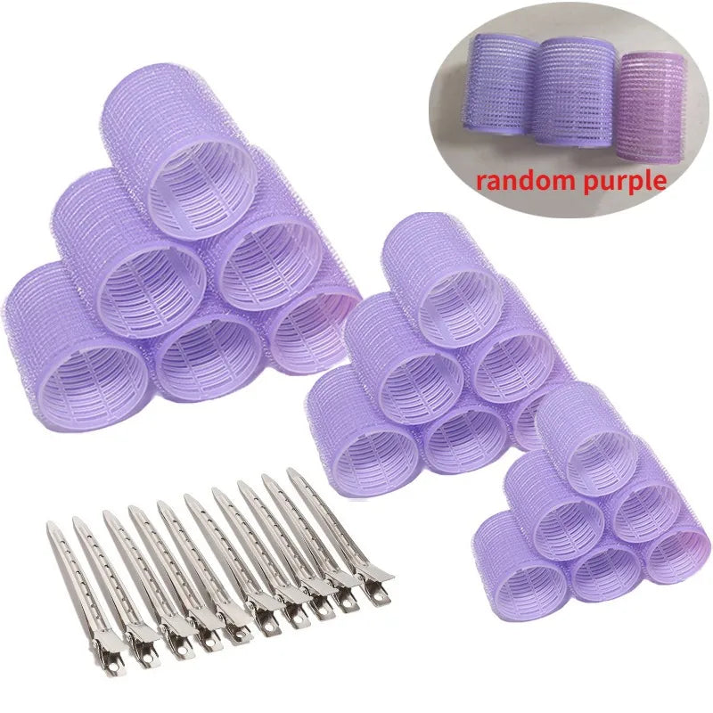 19-35Pcs/Set Hair Roller Sets 18Pcs Plastic Self Grip Heatless Hair Curlers 3 Sizes Hair Rollers Clips DIY Hairdressing Tools