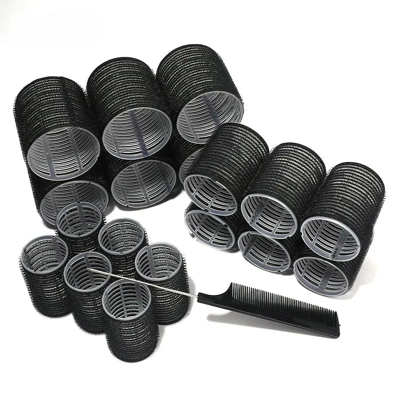 19-35Pcs/Set Hair Roller Sets 18Pcs Plastic Self Grip Heatless Hair Curlers 3 Sizes Hair Rollers Clips DIY Hairdressing Tools