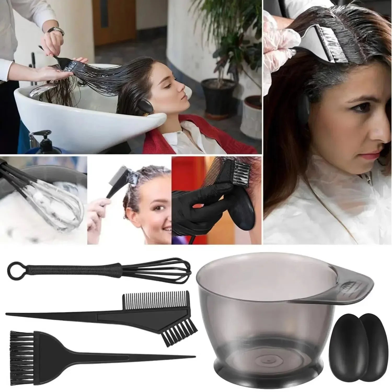 【Hot Sales】6Pcs/Set Professional Hair Coloring Kit for Barber Salon and Home Use - Includes Hairdressing Tools for Perfect