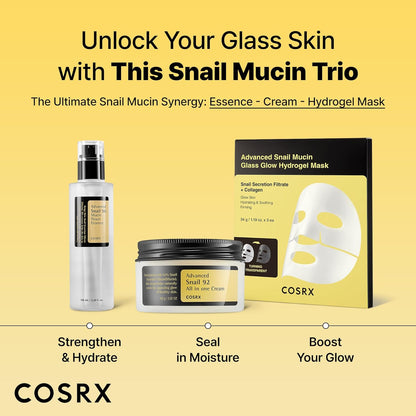 Advanced Snail 92 All in One Cream Korean Snail Mucin Face Cream & Gel Moisturiser for Dry Sensitive and anti Aging Skin, Daily Soothing and Moisturising Cream, Korean Skincare 100G