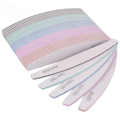 5/10Pcs Professional Nail File 150/180 Sandpaper Strong Thick Nail Files Sanding Half Moon Lime Nail Accessories and Tools